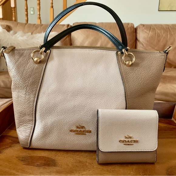 COACH Kasey Leather Colorblock Handbag & Wallet - Picture 1 of 15